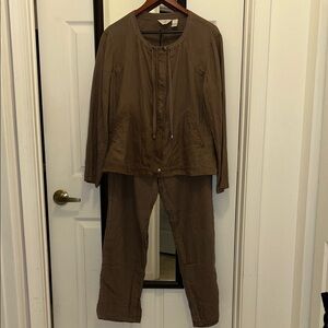 J. Jill Boho Brown linen leisure Pantsuit GUC